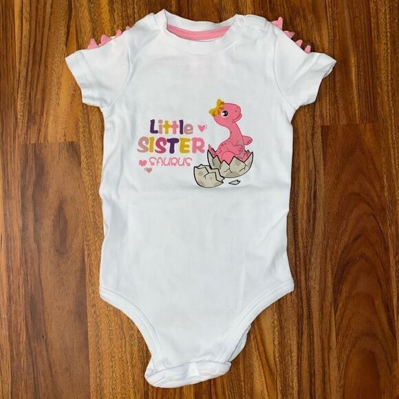 5 For $25 Wawsam Dinosaur Little Sister Onesie Baby Size 3-6 Month - Picture 1 of 4